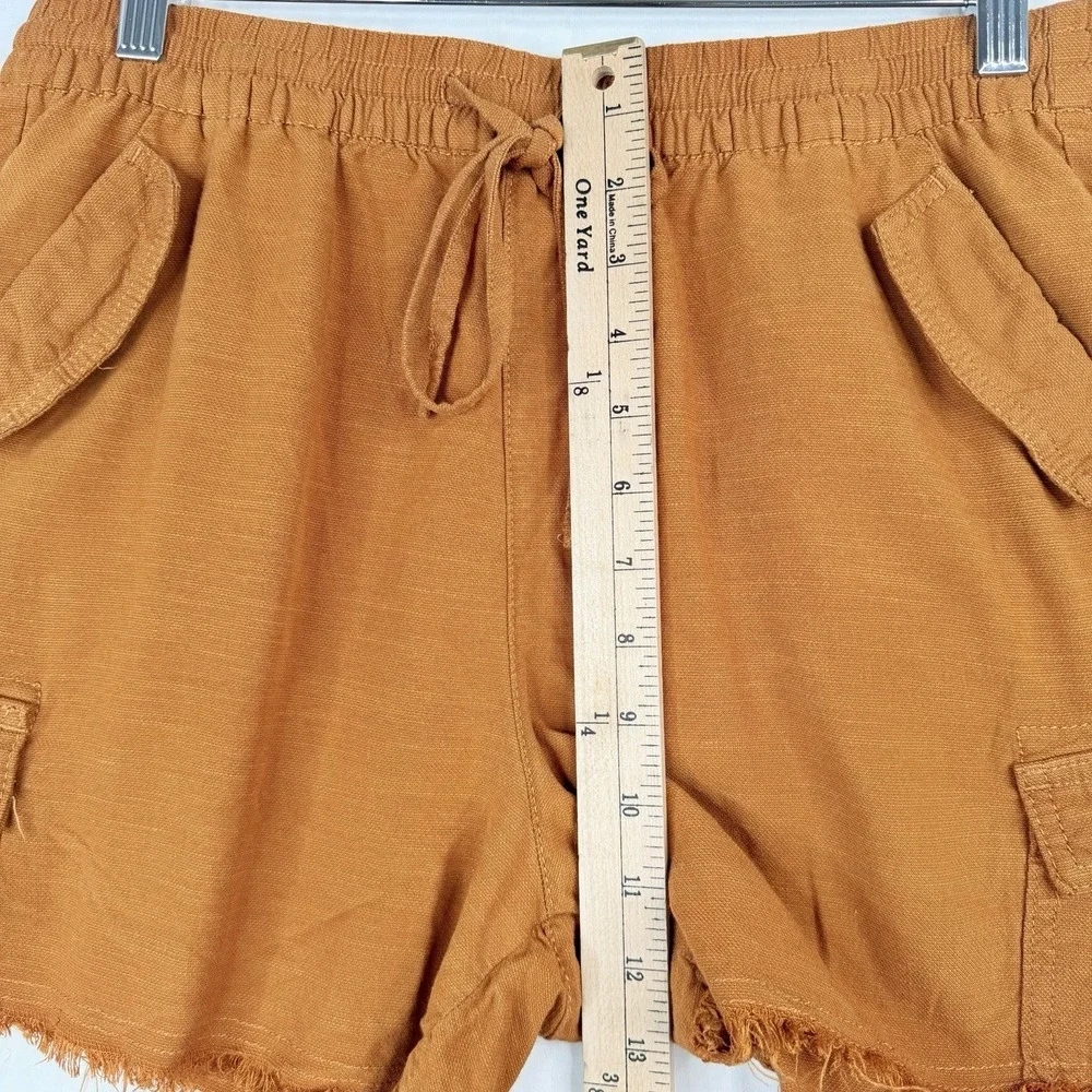 A.n.a Womens SZ- Medium Pull On Shorts Orange Pockets Drawstring (Fits 30X3.5)